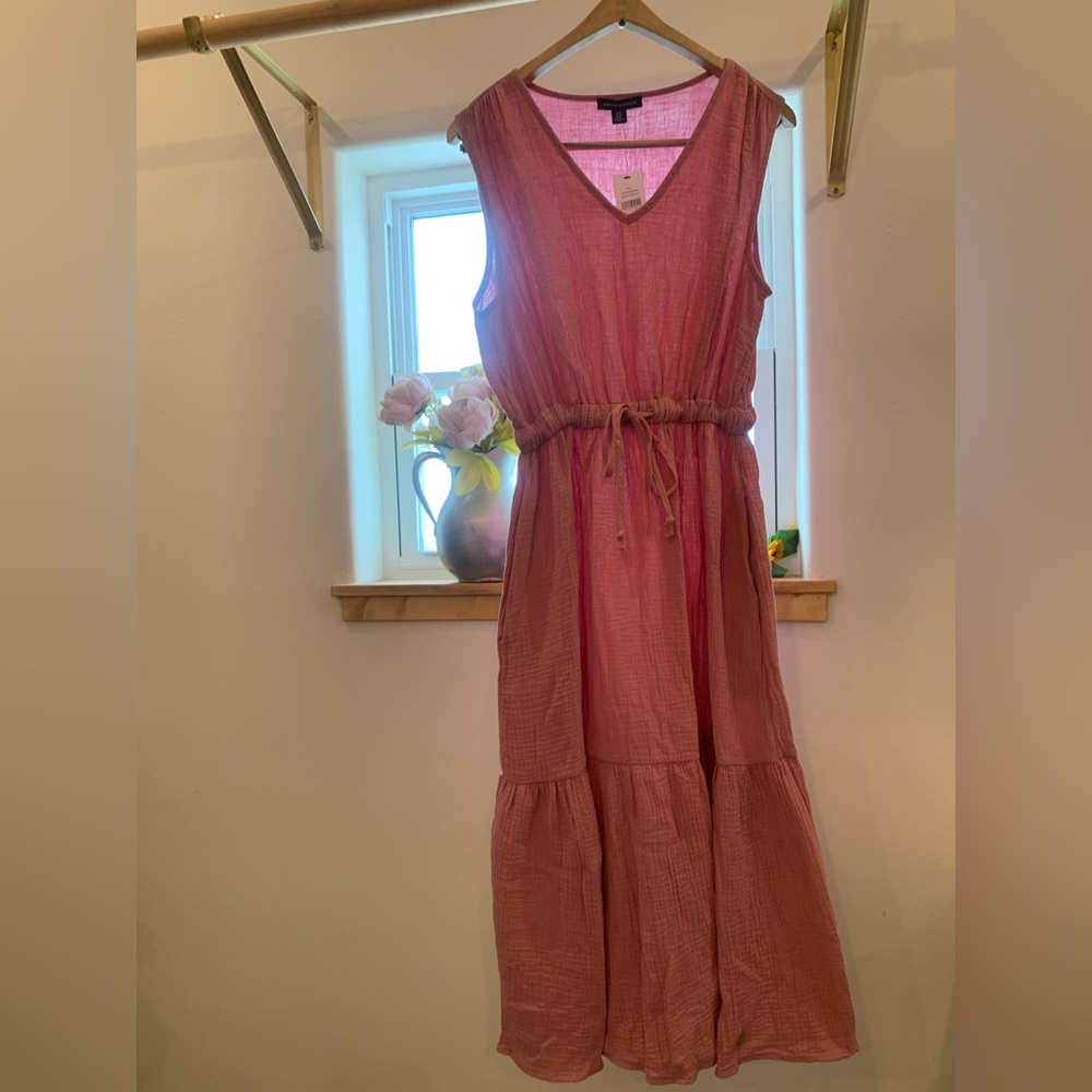 Saks Fifth Avenue Pink Sleeveless Midi Dress